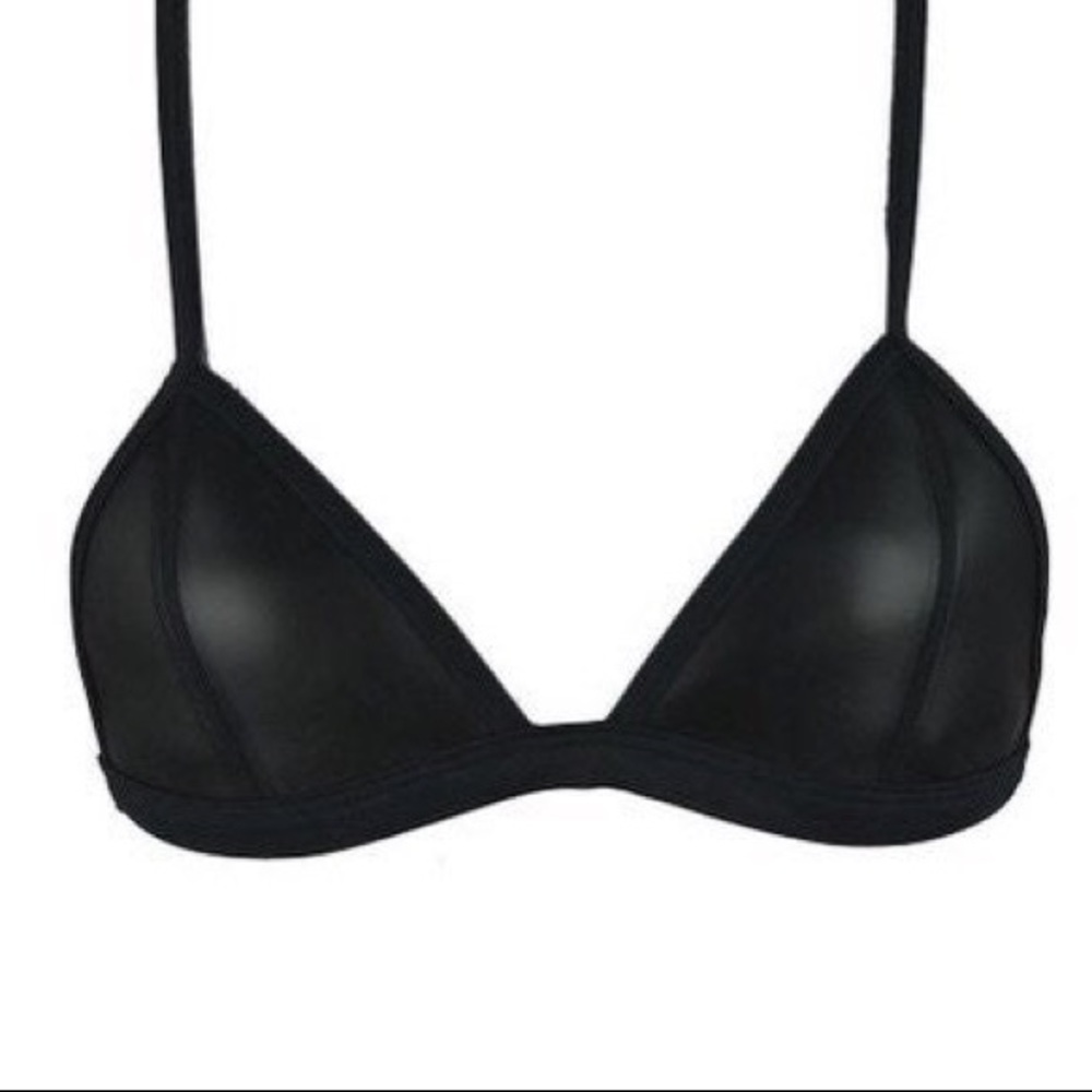 Triangl Black Faux Leather neoprene Bikini top. Top only! Size S